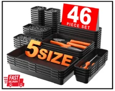 【𝟰𝟲𝗣𝗖𝗦】【5 Size】 Tool Box Organizer Tray Divider Set 【Black】 Desk Drawer