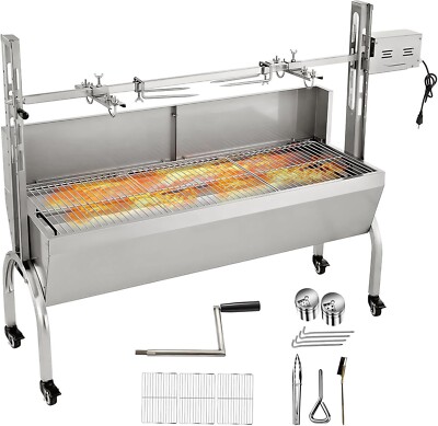 88/132/176 LBS Roaster Spit Rotisserie BBQ Grill Pig Lamb Chicken Roaster 25W
