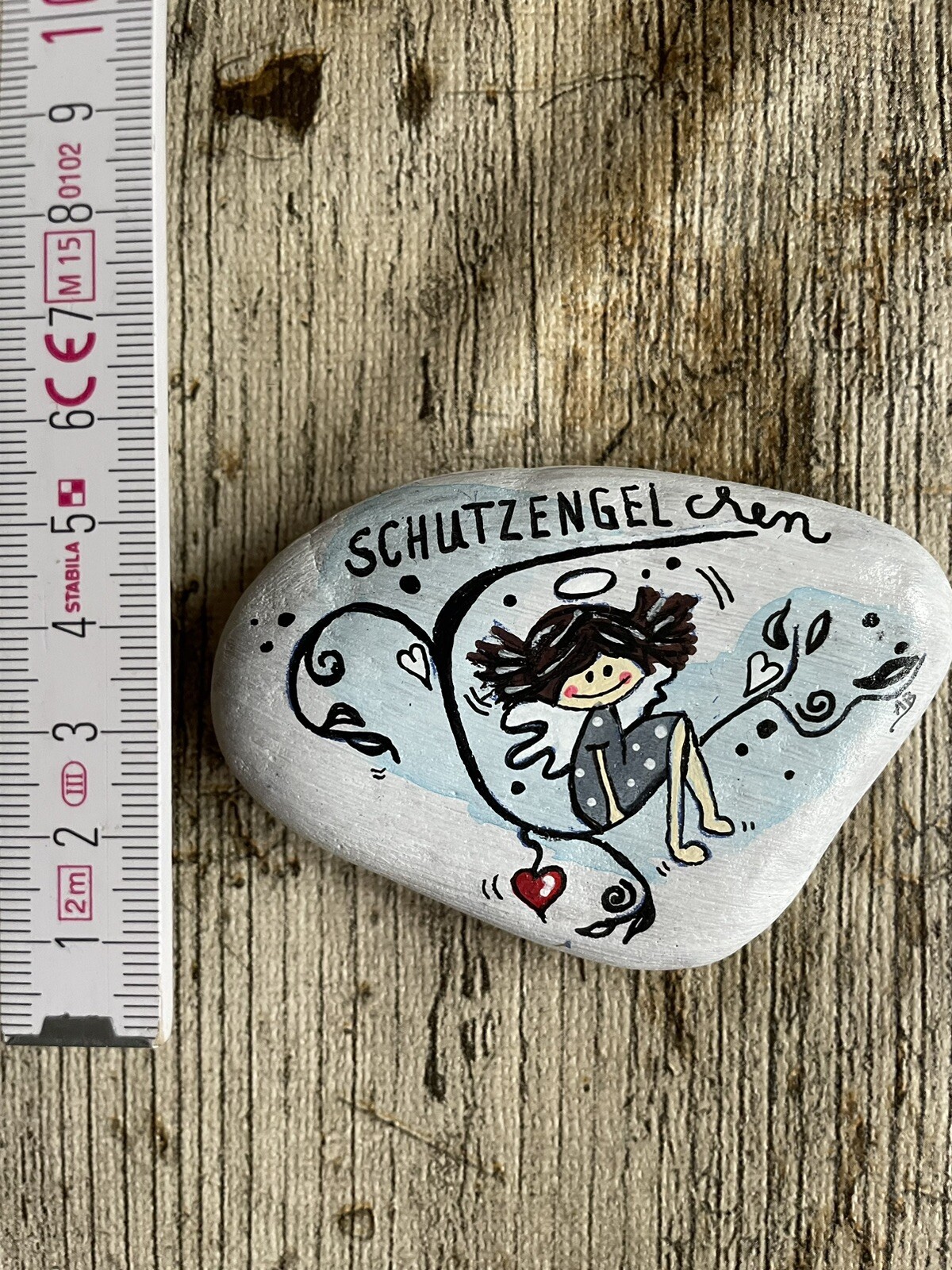Schutzengel, Handbemalter Stein