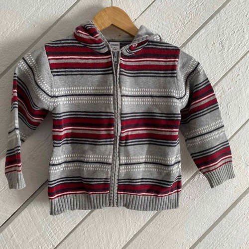 Gymboree Gray Blue Eed Striped Hooded Zip Up Sweater 4T