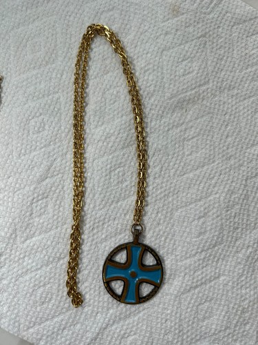 Vintage Terra Sancta Guild 1969 Cross Necklace Israel