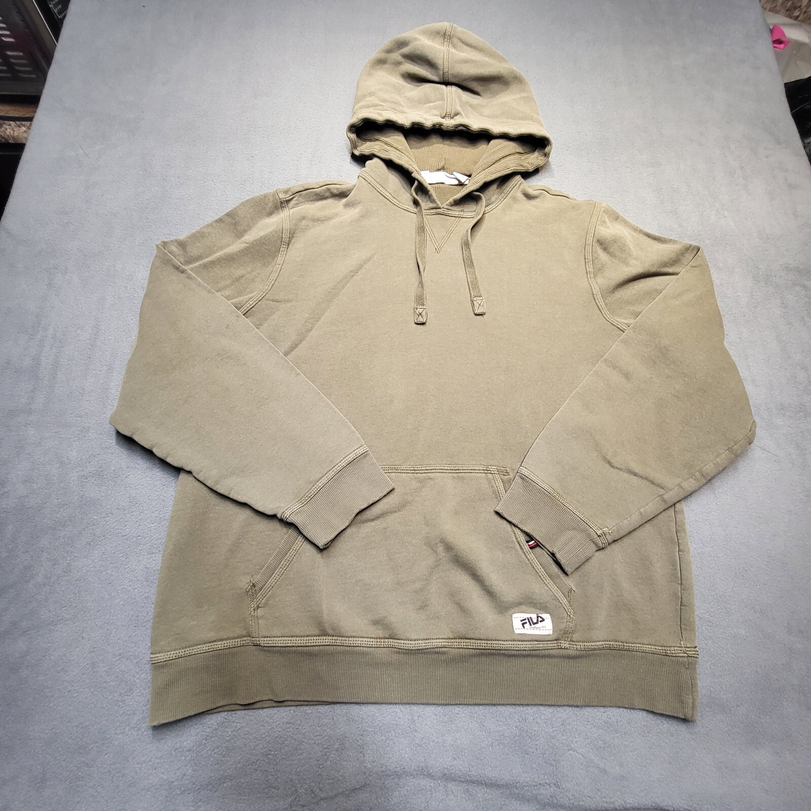 Fila Felpa con Cappuccio Uomo L Marrone Manica Lunga Pullover Felpa