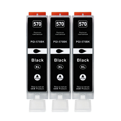 3x XXL Drucker Patrone für Canon PGI-570 BK Schwarz MG5750 TS5050 TS6050