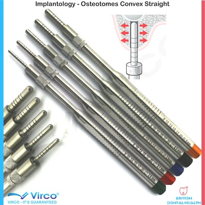 Zahnimplantologie Sinus Erhöhung Osteotome konvex gerade Bajonett Set 5 Stück