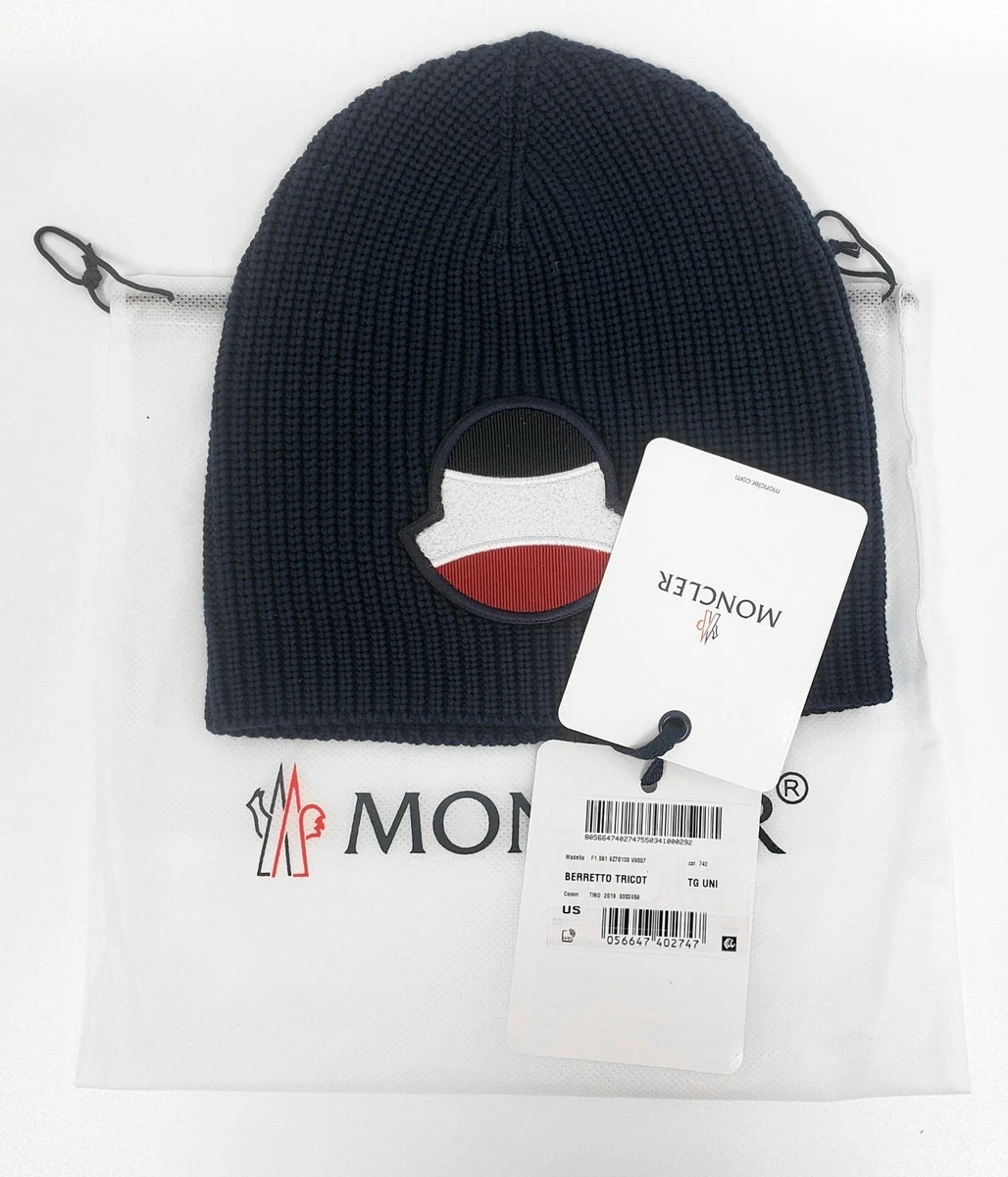mens black moncler beanie hat