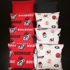 ALL WEATHER University of GEORGIA BULLDOGS 8 Resin Filled Cornhole Bean Bags NEW