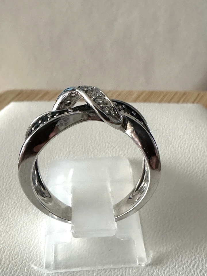 14kt.solid white gold ladies band with cognac natural diamonds,size 6.5, 5.20 Gr - Image 3 of 4