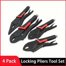 4-Piece Locking Pliers Tool Set,7/10 inch Curved Jaw Pliers,9 inch Long Nose New