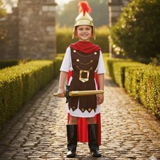 Boys Roman Gladiator World Book Day Fancy Dress Costume To Fit Ages 4-12 Years