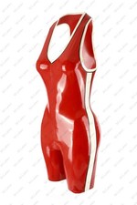 Latex Rubber Gummi V neck sleeveless bodysuit leotard no zipper customized 895