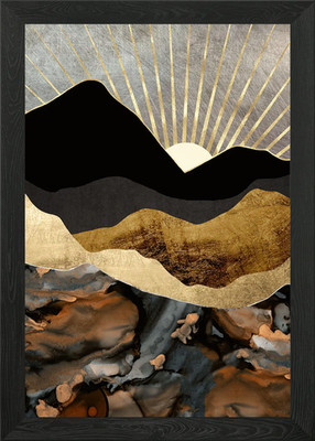 Kupfer und Gold Berge gerahmtes Wandbild Poster Leinwanddruck Bild