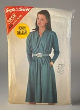 Vintage 1980s Uncut Butterick Sewing Pattern 3858 Misses Dress Size 14, 16, 18