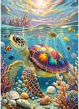 Sea Turtle Diamond Painting Kits for Adults, 5D Diamond Art Kits for Beginner,