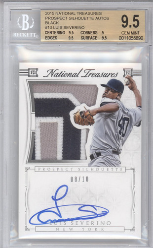 2015 National Treasures Silhouette Auto Luis Severino #13 08/10 BGS 9.5 Auto 10