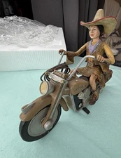 Hollywood Cowgirl Figurine Motorcycle Western w/ Box Produced by Robert Shields