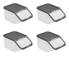 Dry Food Container Storage Plastic Tub Cereal Pet Food Scoop Spoon 4 Pack Grey