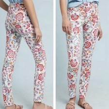 Anthropologie PILCRO Mid Rise Skinny Multi Colored Floral Jean size 27