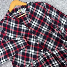 Collections Etc Red Button Front Blouse XL Boho Tunic Top Rayon Crinkle Resort