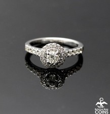 14k White Gold 1/2 CTW Diamond Round Cut Halo Wedding Ring