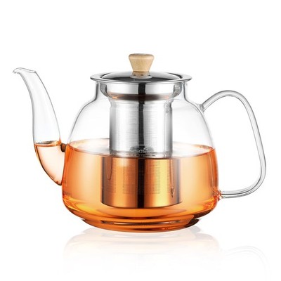 Cnglass Glass Teapot Infuser37.5Ozclear Tea Kettle Removable Stainless Steel
