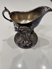 Vintage F.B. ROGERS SILVER COMPANY Sauce / Gravy Boat with Candle Warmer 1970s?