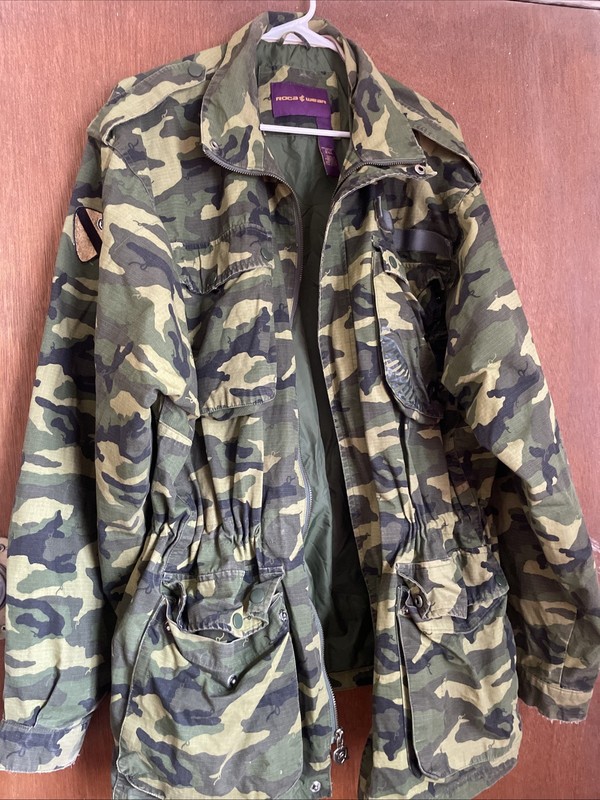 Green US Army Camo Men’s Jacket Roca Wear Denim Company Size 2XL