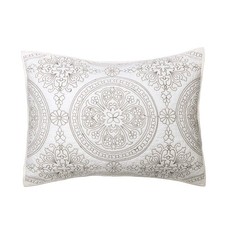 100 Cotton Medallion Embroidered Standard Pillow Sham 20 x 26 inches, Ivory,...