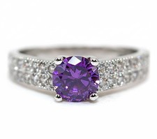 2CT Amethyst  White Topaz 925 Solid Sterling Silver Ring Jewelry Sz 9 MB5-8