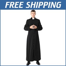 Unisex Adults Roman Pulpit Clergy Cassock with Tab Collar - Elegant Robe