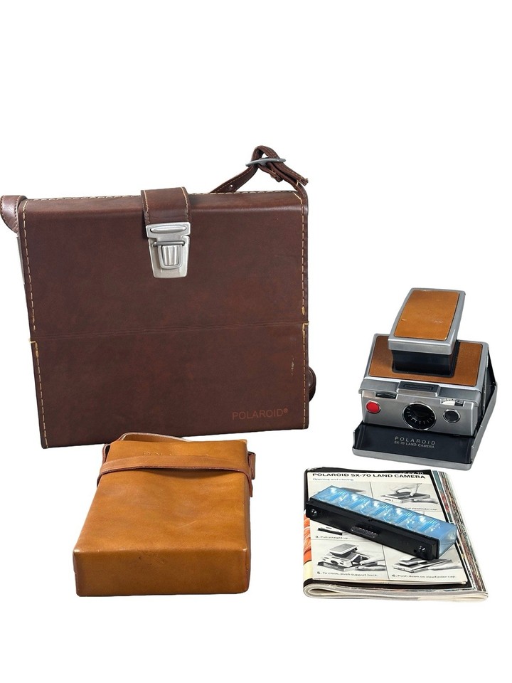 The SX-70 is literally in MoMA's design collection — this brown leather and aluminum example comes with a bag and accessories, making it the crown jewel of any retro tech shelf.
