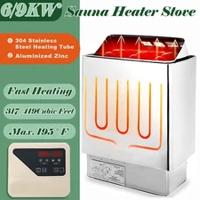 6/9KW 220V 315-460 CU.FT STAINLESS STEEL DRY SAUNA HEATER STOVE DIGITAL CONTROL