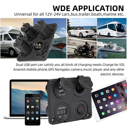 12V Auto KFZ Zigarettenanzünder Steckdose mit Dual USB Ladegerät Buchse Einbau - Picture 6 of 19