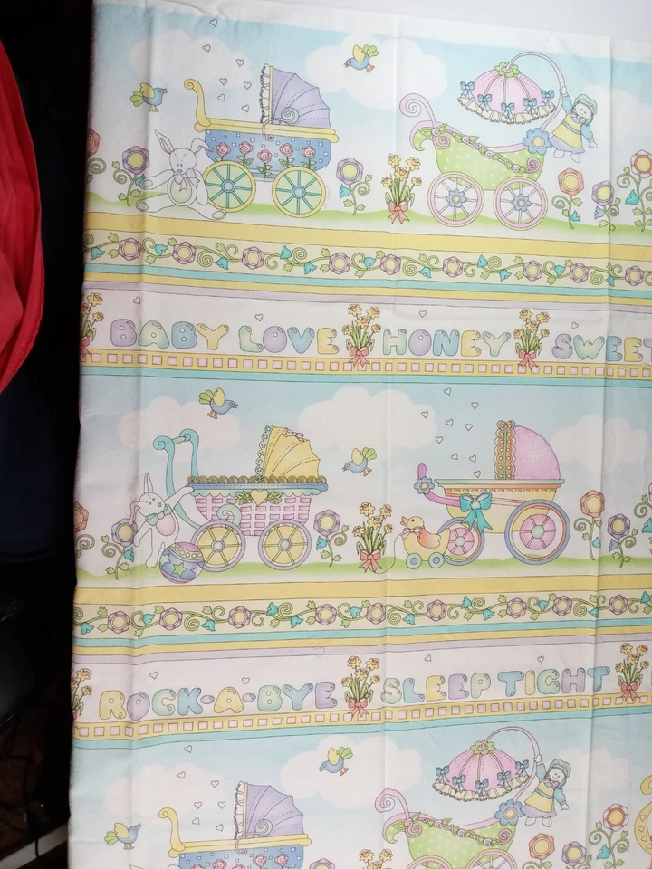 Fabric Pastel Colors Stripes with Nursey/Baby Theme Print 1 1/2 Yards x 26" - Image 4 of 4