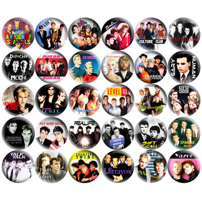80s Synth Pop New Wave Bands 1.5'' Pinback Buttons Set of 30 Pins, Retro Music