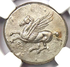 Corinthia Corinth AR Stater Pegasus Athena Silver Coin 300 BC NGC Choice XF (EF)