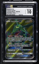 CGC 10 GEM MINT Rayquaza Gx 160/168 Tempesta Celeste Carta Pokemon Holo Ultra Rara