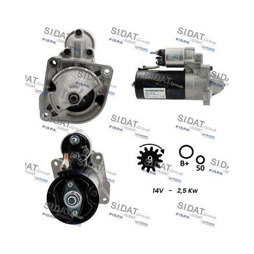 Démarreur Sidat S12BH0003A2 à couple renforcé pour moteurs diesel et essence