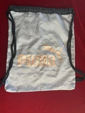 Puma Gym Sack Drawstring Bag Gray w/ Gold Logo, Cinch Top