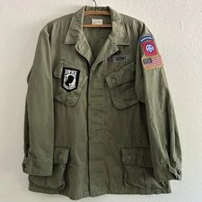 VTG 60s US Military Slant Pocket OG-107 Ripstop Jungle Tropical Jacket Large Reg