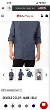 Chef Works Hartford Long Sleeve Chef Coat NWT In Original Package Size XL BLUE