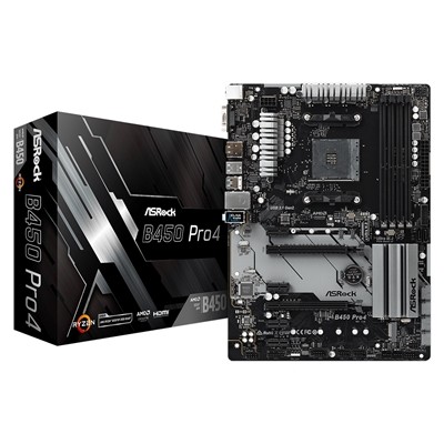 Asrock B450 PRO4 AMD Sockel Am4 Atx Vga/Hdmi/Displayport Ddr4 USB C 3.1 Mot
