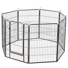 Spacious Semi-Open Black Powder-Coated Dog Playpen Indoor Outdoor Use