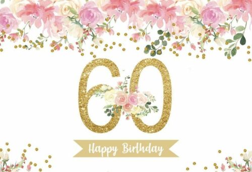 60th Happy Birthday Black Gold Party Decoration Photo Banner Backdrop Vinyl - Picture 16 of 24