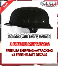GERMAN HELMET  GLOSS  BLACK  STYLE LOW PROFILE BIKER MOTORCYCLE NOVELTY HELMET
