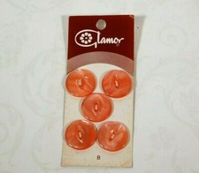 Vintage Pink/Peach Buttons On Card Glamor Sewing Craft.