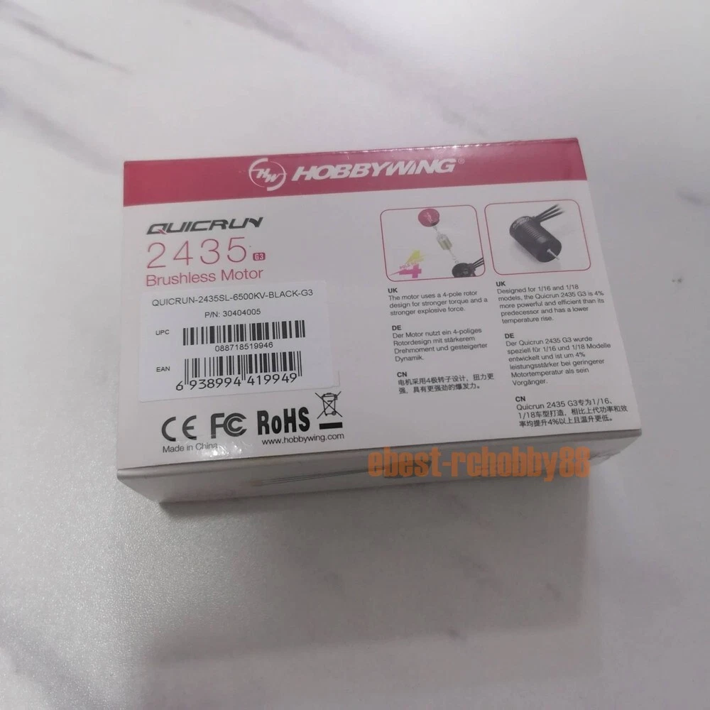 Combo HobbyWing QuicRun 2435SL G3 6500KV Motor WP-16BL30 30A ESC LED program Box - 第 3 张/共 18 张