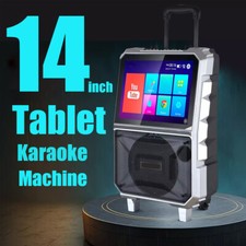 Portable Karaoke Machine w/14" Tablet 8" Woofer Voice Modulation  Wireless Mic