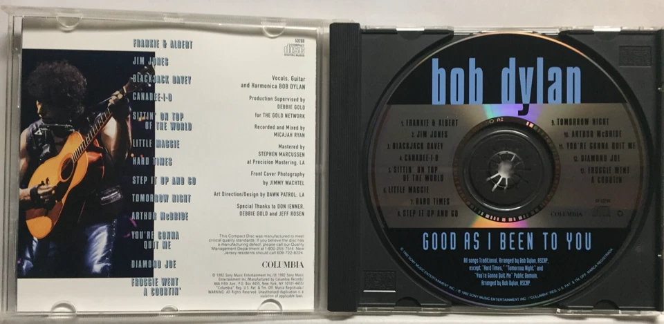 Bob Dylan - Good as I Been to You (CD,1992,Columbia,1st Ed) RARE 1st PRESSING!! - Image 3 of 4