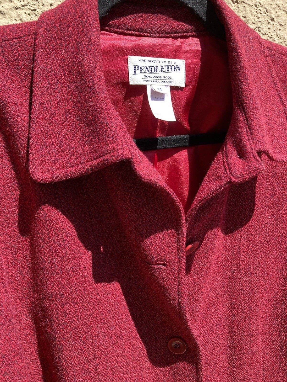 Women's Pendleton Red Solid Overcoat 14 Lined Vir… - image 10