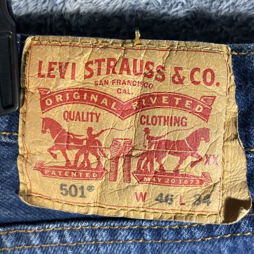 Levi's 501 Men's Button Fly Straight Leg 100% Cotton Jeans Tag Size 46 x 34** - Picture 10 of 17